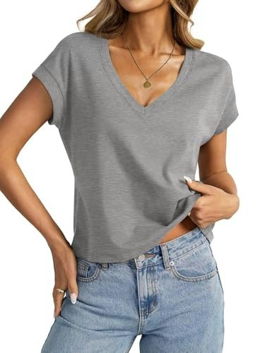 EasyGala Women's Cotton V-Neck Crop Top: $14.36