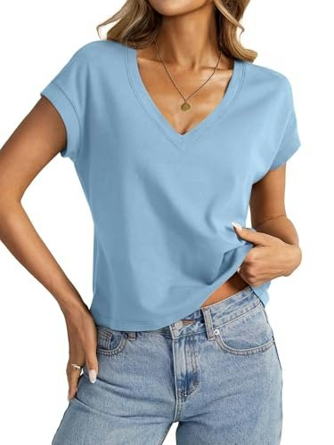 EasyGala Women's Cotton V-Neck Crop Top: $14.36