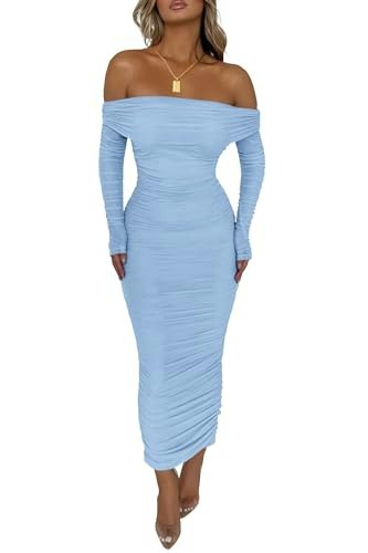 Prettygarden Women's Off the Shoulder Bodycon Maxi Dress: $39.98 Prettygarden Women's Off the Shoulder Bodycon Maxi Dress: $39.98