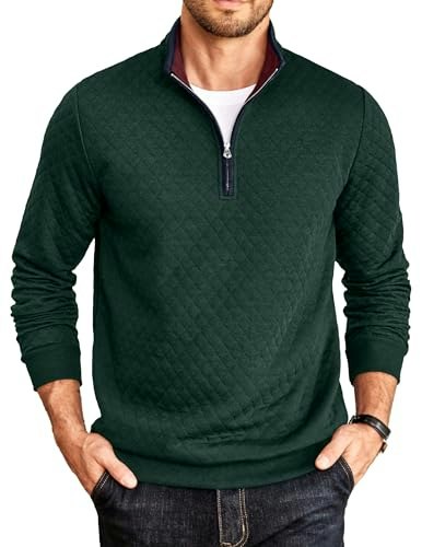Coofandy Men's Half Zip Contrast Color Turtleneck Sweatshirt: $25.49