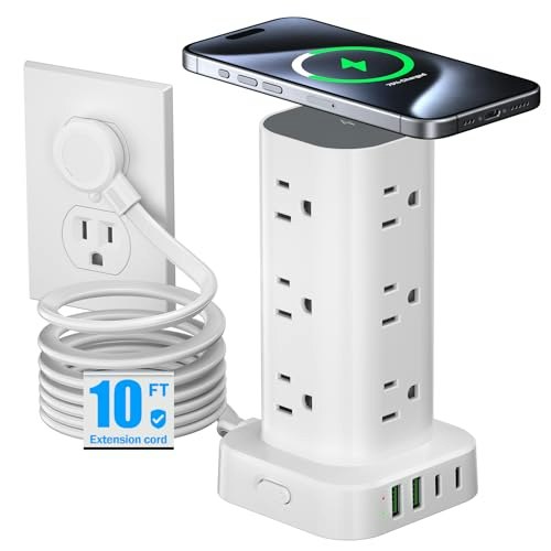 Tower Power Strip with 15W Wireless Charger and 12 AC Outlets 4-USB Charging Station: $33.99 Tower Power Strip with 15W Wireless Charger and 12 AC Outlets 4-USB Charging Station: $33.99