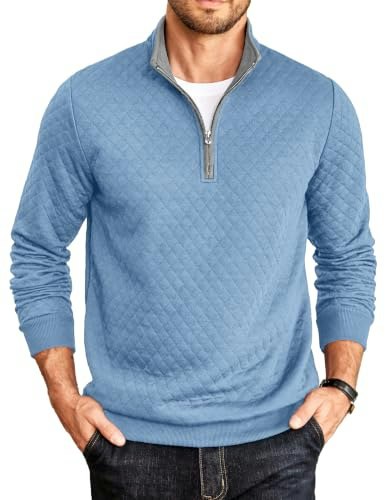 Coofandy Men's Quarter Zip Mock Neck Sweatshirt: $28.89