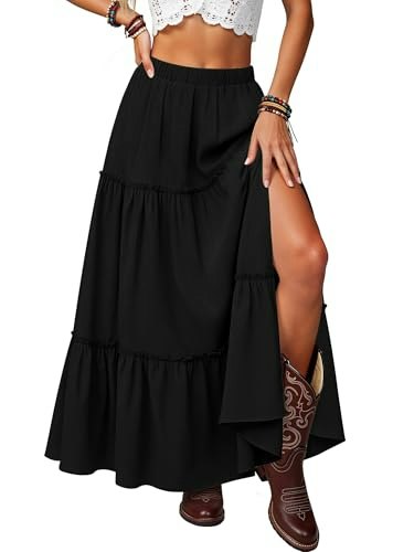 Alimasha Women's High Waisted Tiered Ruffle Maxi Skirt: $25.99 Alimasha Women's High Waisted Tiered Ruffle Maxi Skirt: $25.99