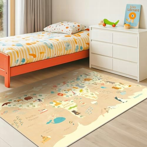 4x6 World Map and Animal Kids Area Rug: $44.98 4x6 World Map and Animal Kids Area Rug: $44.98