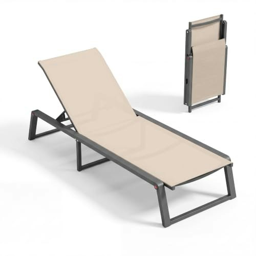 Oasbira 5-Position Folding Aluminum Outdoor Chaise Lounge Chair: $104.99 Oasbira 5-Position Folding Aluminum Outdoor Chaise Lounge Chair: $104.99