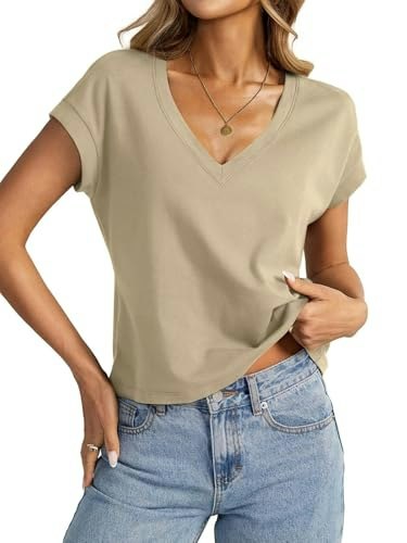 EasyGala Women's Cotton V-Neck Crop Top: $14.36 EasyGala Women's Cotton V-Neck Crop Top: $14.36