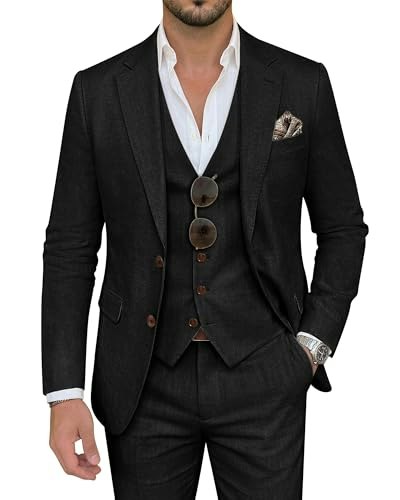 Men's 3-Piece Slim Fit Linen Suit Set: $73.54 Men's 3-Piece Slim Fit Linen Suit Set: $73.54