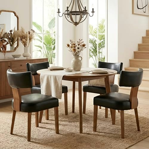 HNY Mid Century Modern PU Leather Dining Chairs 4-Pack: $317.04