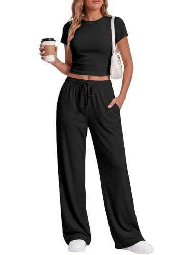 LanGui Women's Ruched Top and Wide Leg Pants Lounge Set 2-Piece: $16.29 LanGui Women's Ruched Top and Wide Leg Pants Lounge Set 2-Piece: $16.29