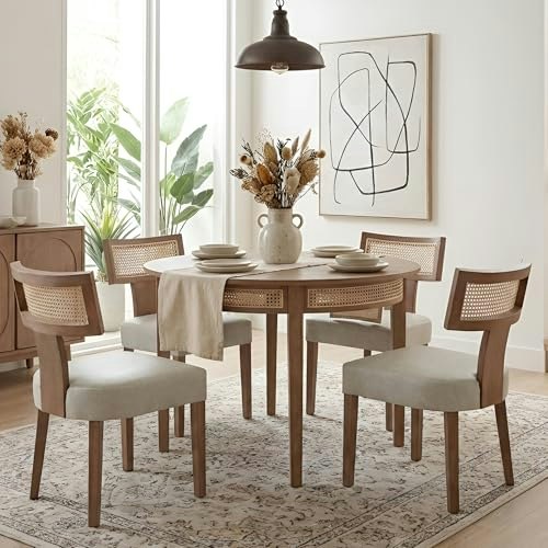 HNY Mid-Century Modern Rattan Dining Chair 4-Pack: $314.49