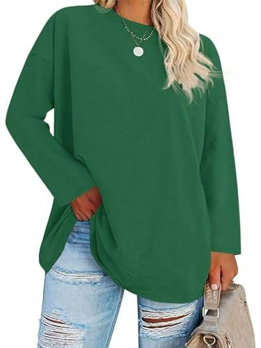Fisoew Women's Plus Size Long Sleeve Oversized Sweatshirt: $14.98 Fisoew Women's Plus Size Long Sleeve Oversized Sweatshirt: $14.98
