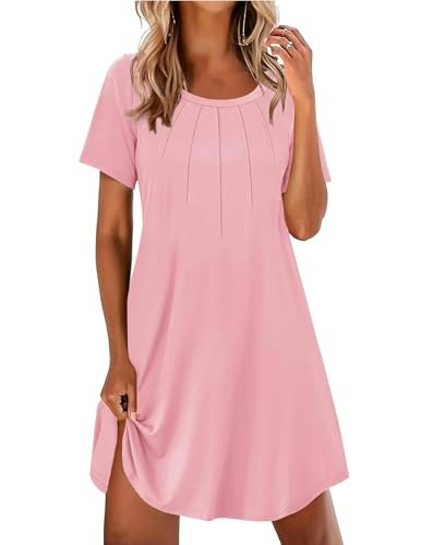 Ekouaer Women's Short Sleeve Pleated Nightshirt: $8.99 Ekouaer Women's Short Sleeve Pleated Nightshirt: $8.99