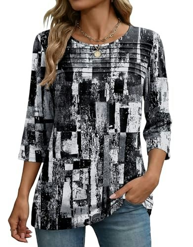 Zeagoo Women's 3/4 Sleeve Pleated Round Neck Blouse: $12.42 Zeagoo Women's 3/4 Sleeve Pleated Round Neck Blouse: $12.42