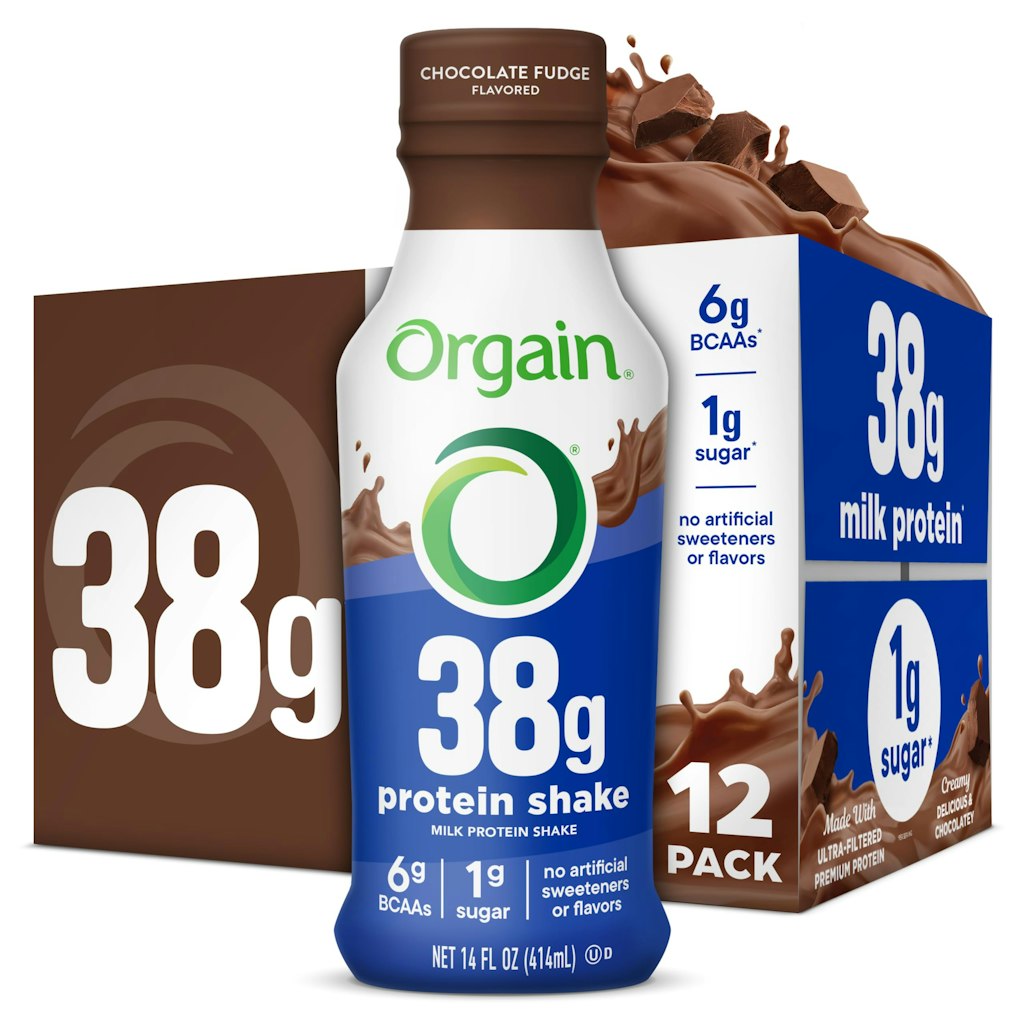 Orgain Chocolate High Protein Grass-Fed Shake 14-oz. Bottle 12-Pack: $21 via Sub. & Save