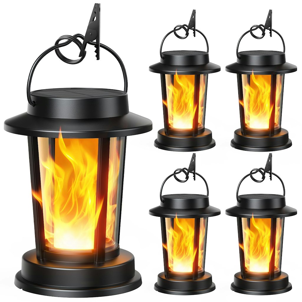 Solar Flickering Flame Outdoor Lanterns 4-Pack: $36