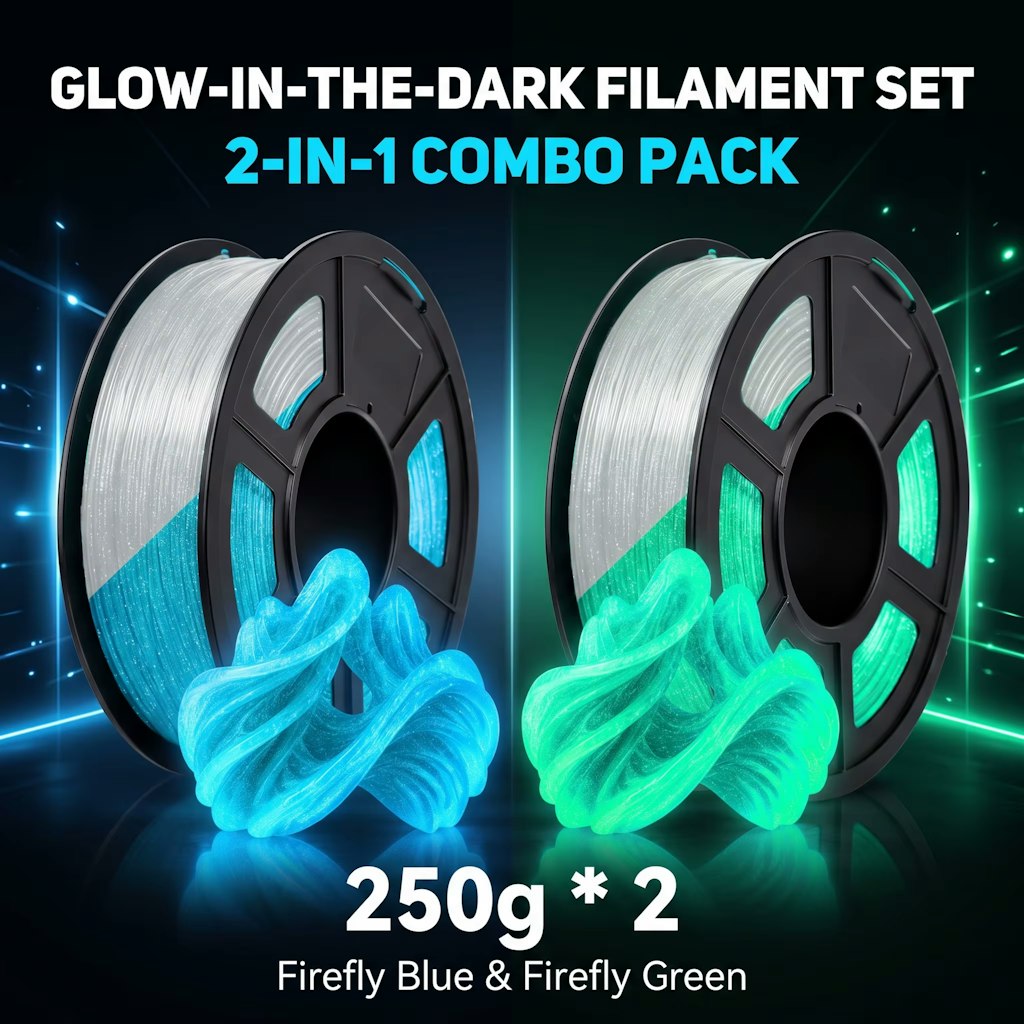 Dingsun 3D Firefly .07" Glow-in-the-Dark PLA 3D Printer Filament 2-Pack: $18