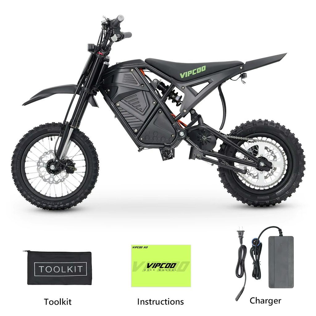 Vipcoo H3 3500W 48V 23Ah Electric Dirt Bike: $671 Vipcoo H3 3500W 48V 23Ah Electric Dirt Bike: $671