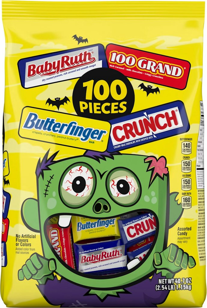 Butterfinger, Crunch, Baby Ruth & 100 Grand 100-Count Halloween Candy: $15