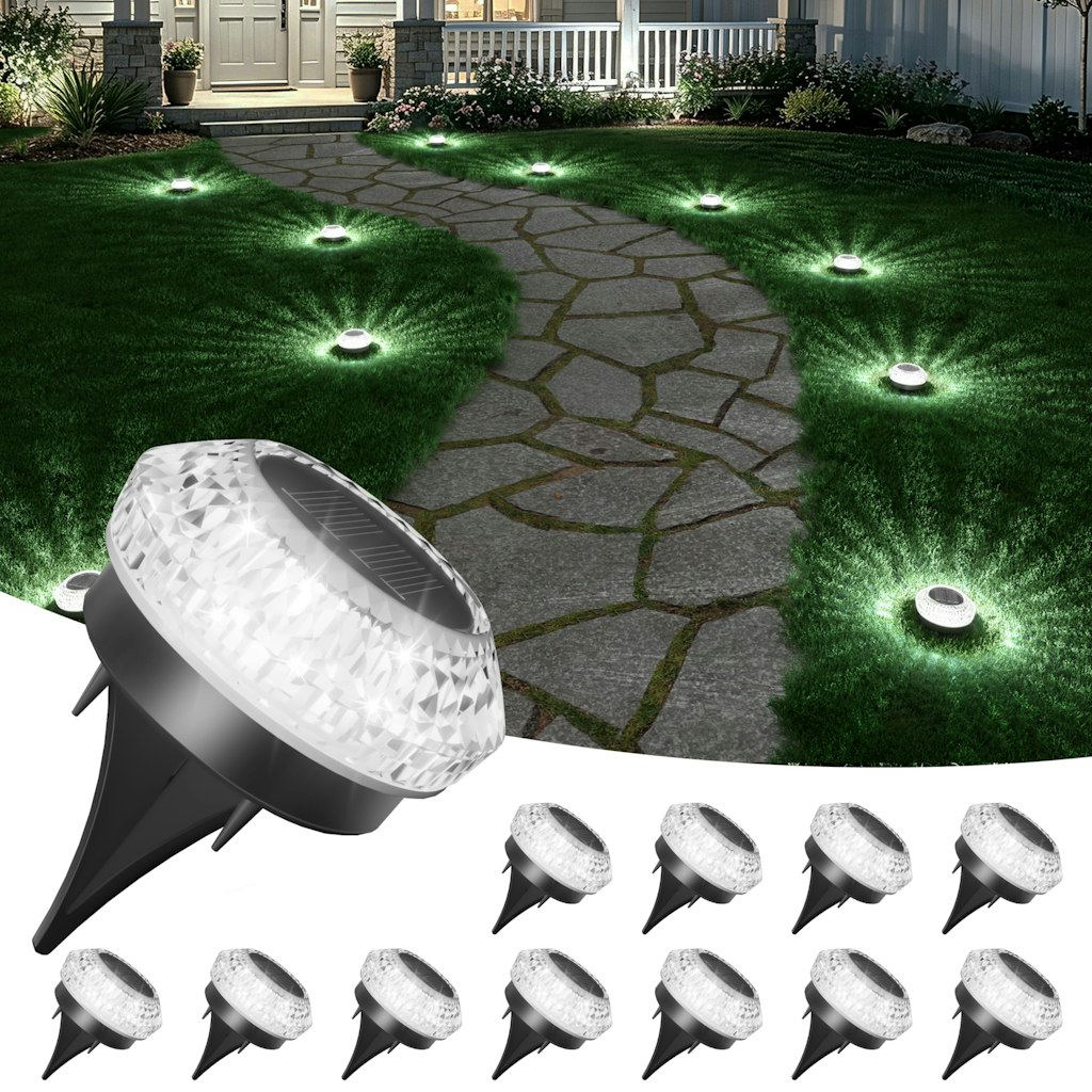 Mini Solar Ground Lights Outdoor Pathway Lights 12-Pack: $38