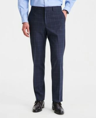 Kenneth Cole Reaction Men's Windowpane Slim-Fit Techni-Cole Suit Separate Pants: $27
