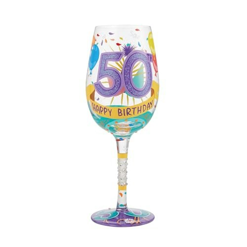 Enesco Designs by Lolita 15oz Happy 50th Birthday Hand-Painted Wine Glass: $27.99 Enesco Designs by Lolita 15oz Happy 50th Birthday Hand-Painted Wine Glass: $27.99