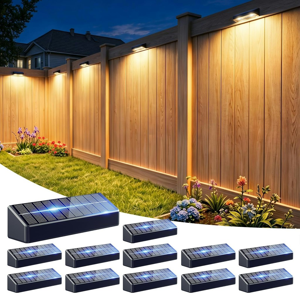 Solar Fence Lights 12-Pack Outdoor Deck Lights: $53