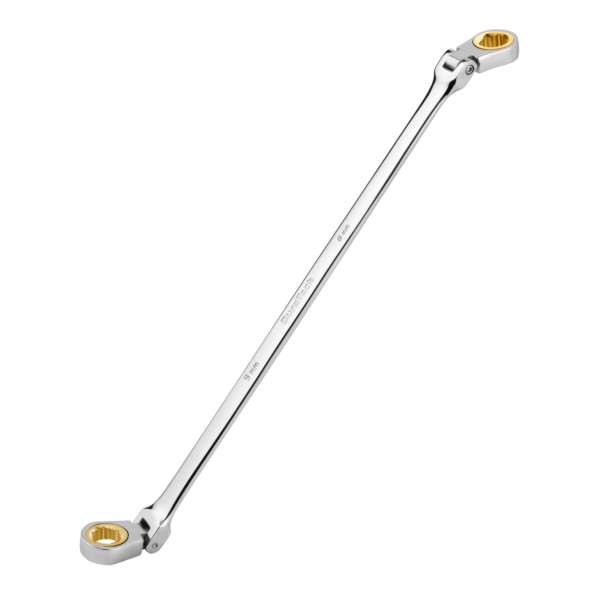 DuraTech 8mm x 9mm Extra Long Anti-Slip Flex-Head Ratcheting Wrench