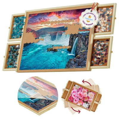 Rotating Wooden 1000-Piece Puzzle Board for $55 + free shipping