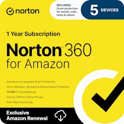 Norton 360 Antivirus Software for 5 Devices 1-Year Subscription for $30 + digital delivery