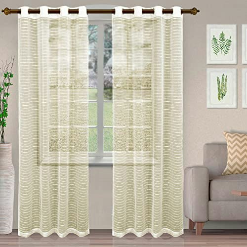 Jackson Striped Sheer Curtain Panels 2-Pack 52" x 63": $7.07