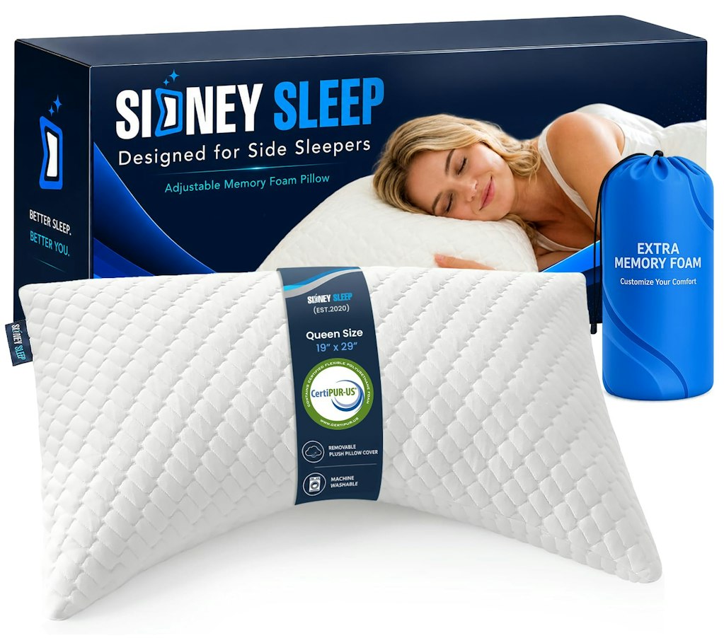 Sidney Sleep Adjustable Curved Queen Pillow w/ Shredded Fill: $40