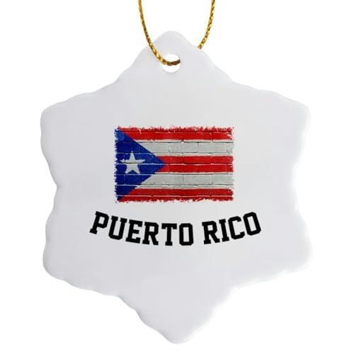 3dRose 3-Inch Puerto Rico Flag Snowflake Ornament: $14.04