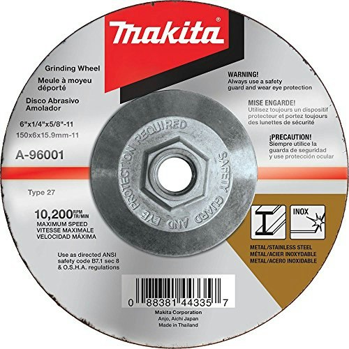 Makita 6" x 1/4" x 5/8-11" Hubbed INOX Grinding Wheel: $4.85 Makita 6" x 1/4" x 5/8-11" Hubbed INOX Grinding Wheel: $4.85