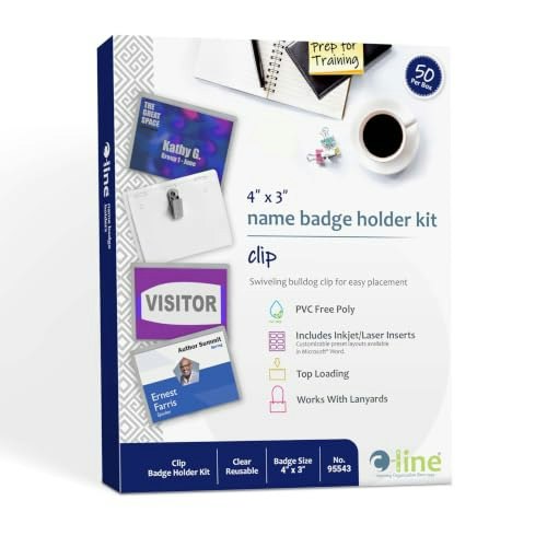 C-Line 4" x 3" Clip-On Name Badge Kit 50-Pack: $9.41 C-Line 4" x 3" Clip-On Name Badge Kit 50-Pack: $9.41