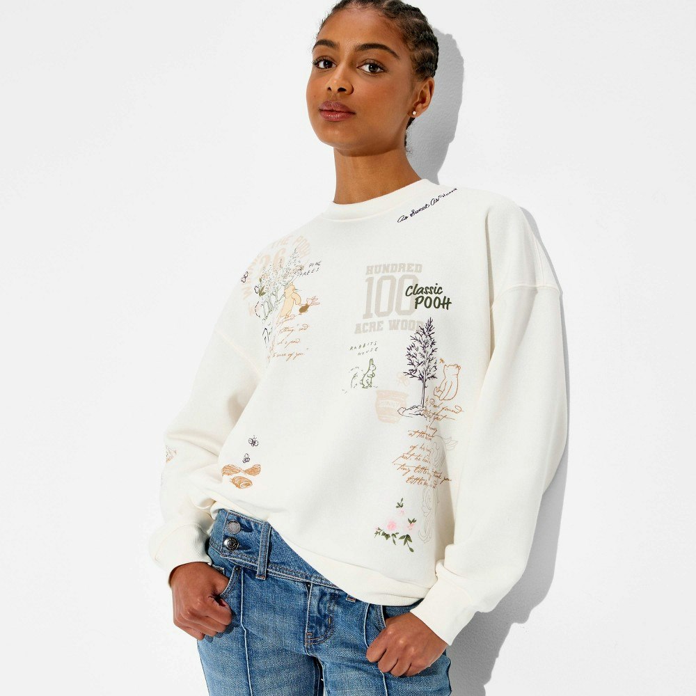 Women's Winnie the Pooh Embroidered Crewneck Sweatshirt: $25