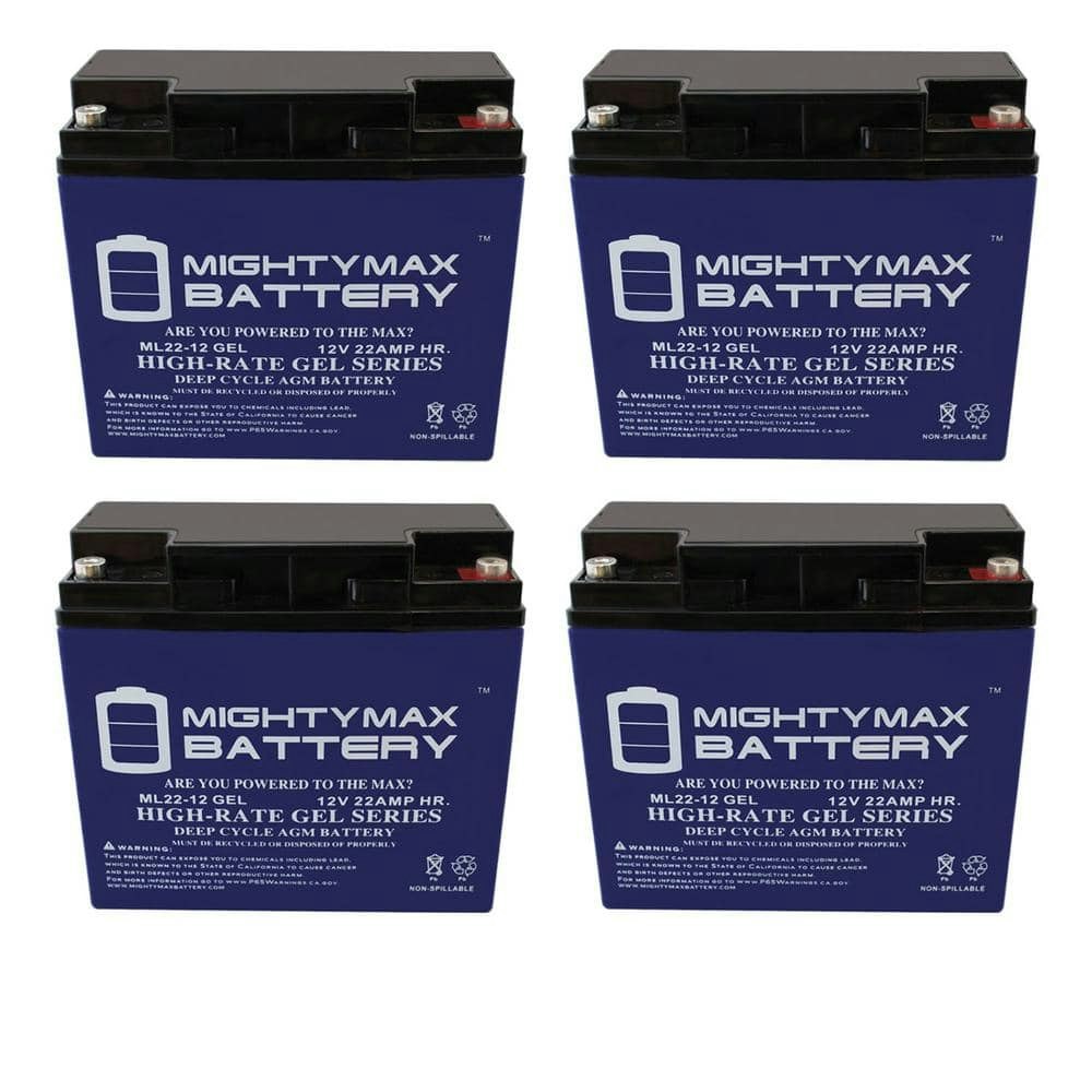 12-Volt 22AH GEL Battery Replacement 4-Pack: $219.99 12-Volt 22AH GEL Battery Replacement 4-Pack: $219.99