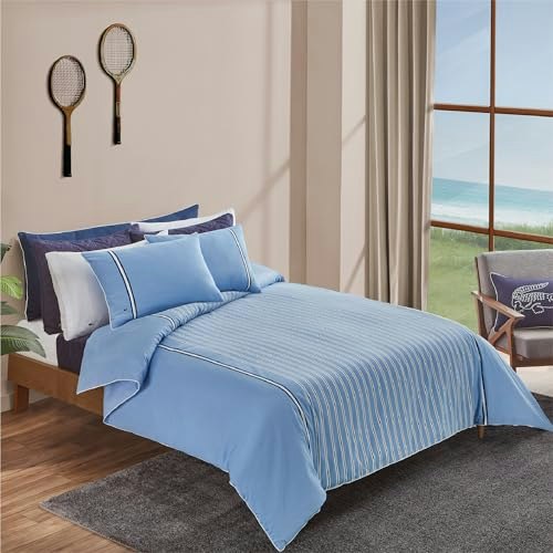 Lacoste Hollis Stripe Cotton Brushed Twill Full/Queen Comforter Set: $114