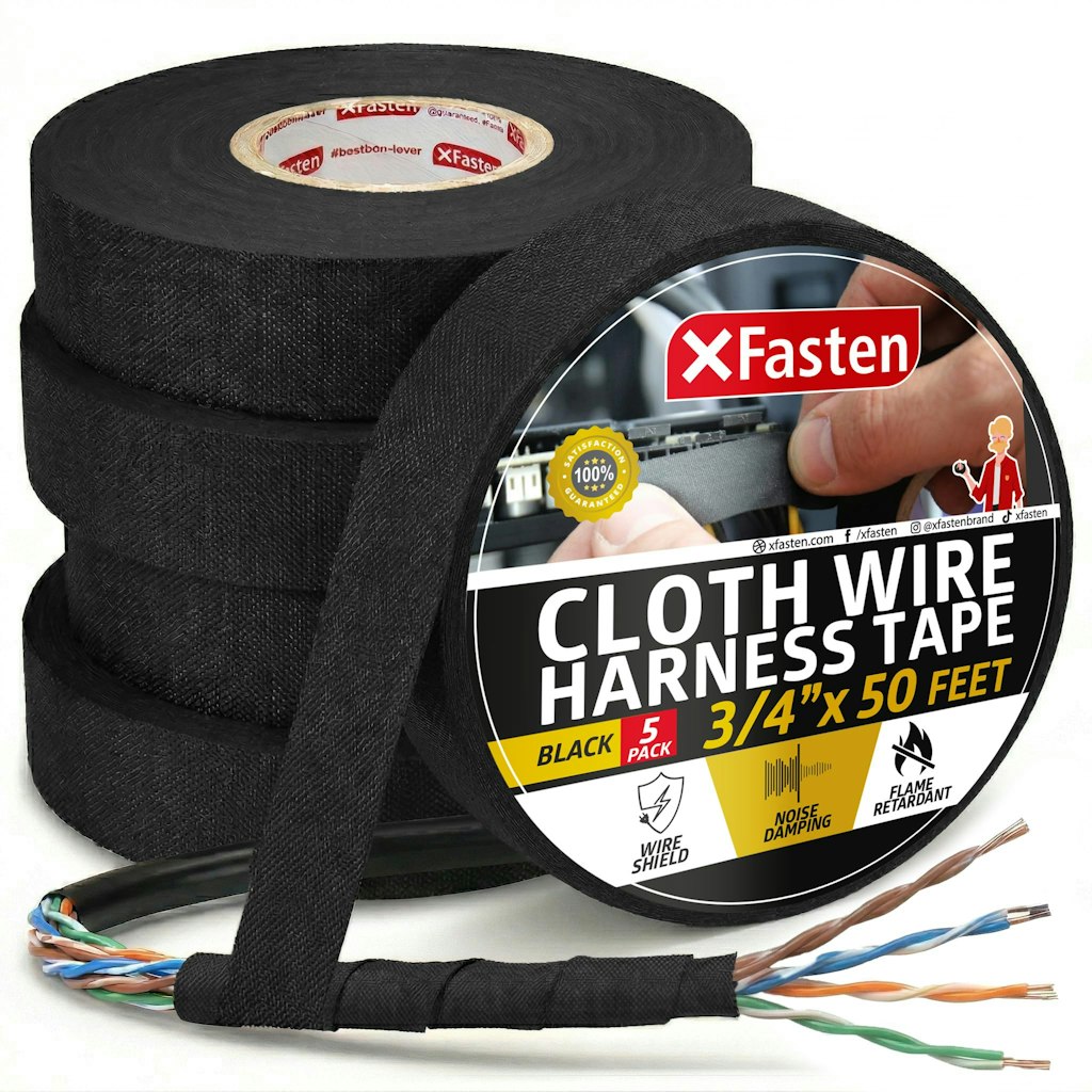 XFasten  3/4" x 50ft Wire Harness Tape 5-Pack: $12