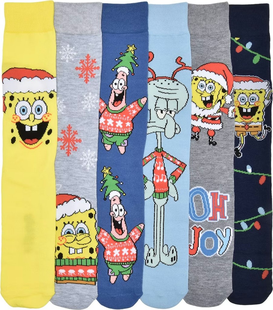 SpongeBob Men's 6-Pack Crew Socks: $6.41