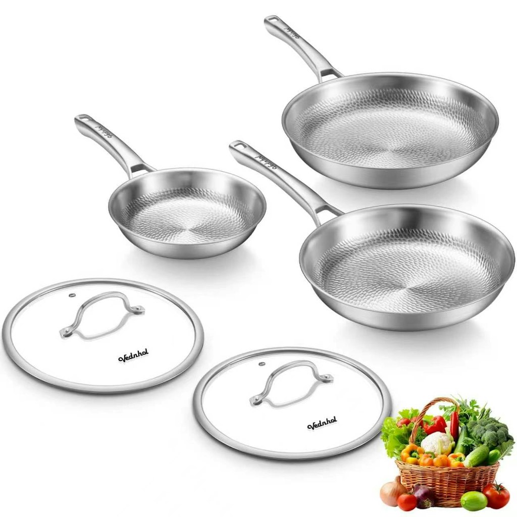 Vednhol Titanium 8" 10" & 12" Non-Toxic Skillet Set w/ 2 Lids: $270 w/ Prime Vednhol Titanium 8" 10" & 12" Non-Toxic Skillet Set w/ 2 Lids: $270 w/ Prime