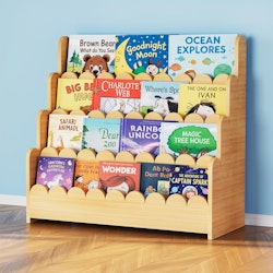 SpaceAid 4-Tier Scalloped Bookshelf Montessori Bookcase for $90 + free shipping
