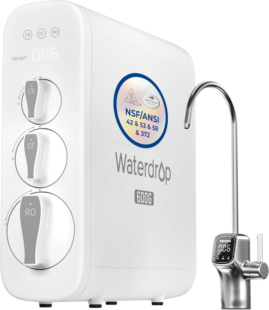 Waterdrop G3P600 Tankless Reverse Osmosis Water Filter System w/ Faucet: $429