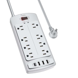 Flat Plug 8-Outlet Surge Protector Power Strip w/ 4 USB Ports for $16 + free shipping w/ Prime