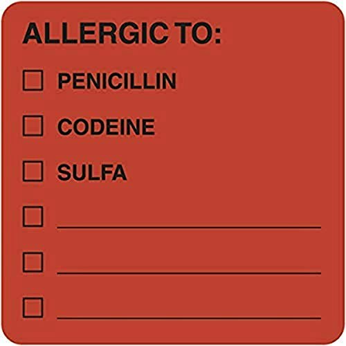 Tabbies 2x2-inch Allergy Labels 250-Count: $9.30 Tabbies 2x2-inch Allergy Labels 250-Count: $9.30