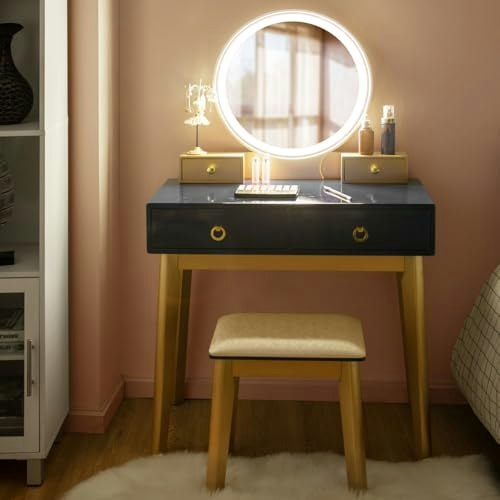 Charmaid Vanity Desk with Lighted Mirror and Stool: $201.20 Charmaid Vanity Desk with Lighted Mirror and Stool: $201.20