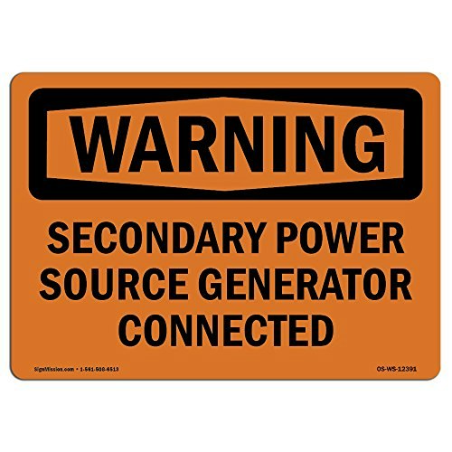 OSHA Secondary Power Source Generator Connected Vinyl Label: $26.19 OSHA Secondary Power Source Generator Connected Vinyl Label: $26.19
