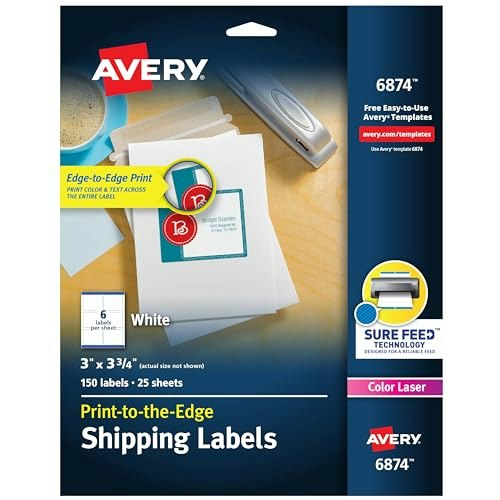 Avery 3" x 3.75" Printable Shipping Labels 750-Pack: $65.19 Avery 3" x 3.75" Printable Shipping Labels 750-Pack: $65.19