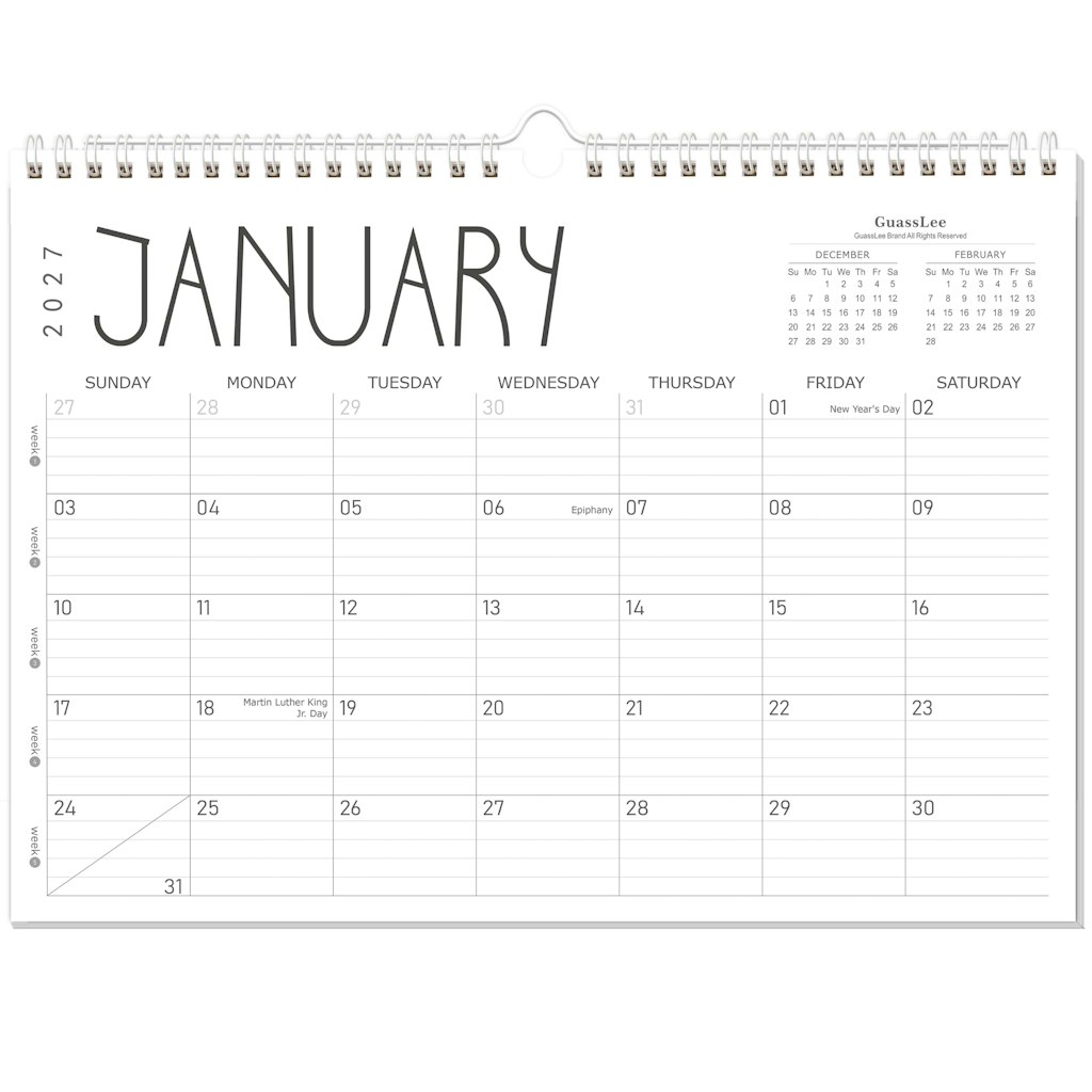 2027 12-Month 17" x 12" Wall Calendar: $8.99