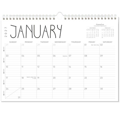 2027 12-Month 17" x 12" Wall Calendar for $9 + free shipping w/ Prime