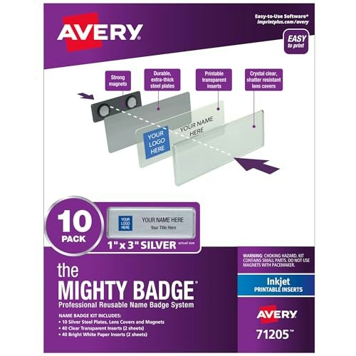 Avery 1" x 3" Magnetic Name Tag Badges 10-Pack: $59.91 Avery 1" x 3" Magnetic Name Tag Badges 10-Pack: $59.91